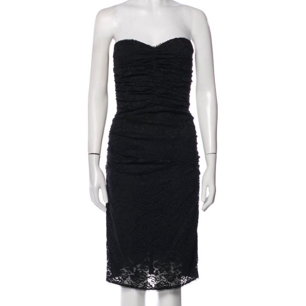 Dolce & Gabbana Shift Dress Zip Closure Black Lace Strapless Dress Bustier 6 42
